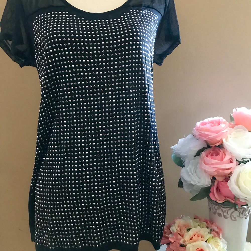 INC fun black sparkle top